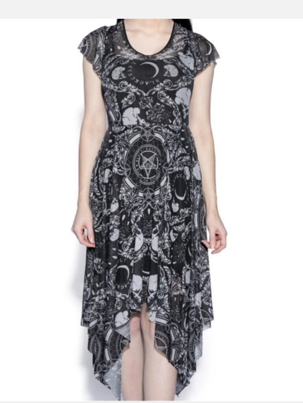 Black Craft Mesh Pattern Dress